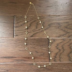 J crew pearl and gold long necklace